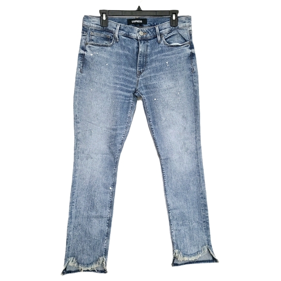 Express Super Skinny Distressed Hem Jeans sz 10R